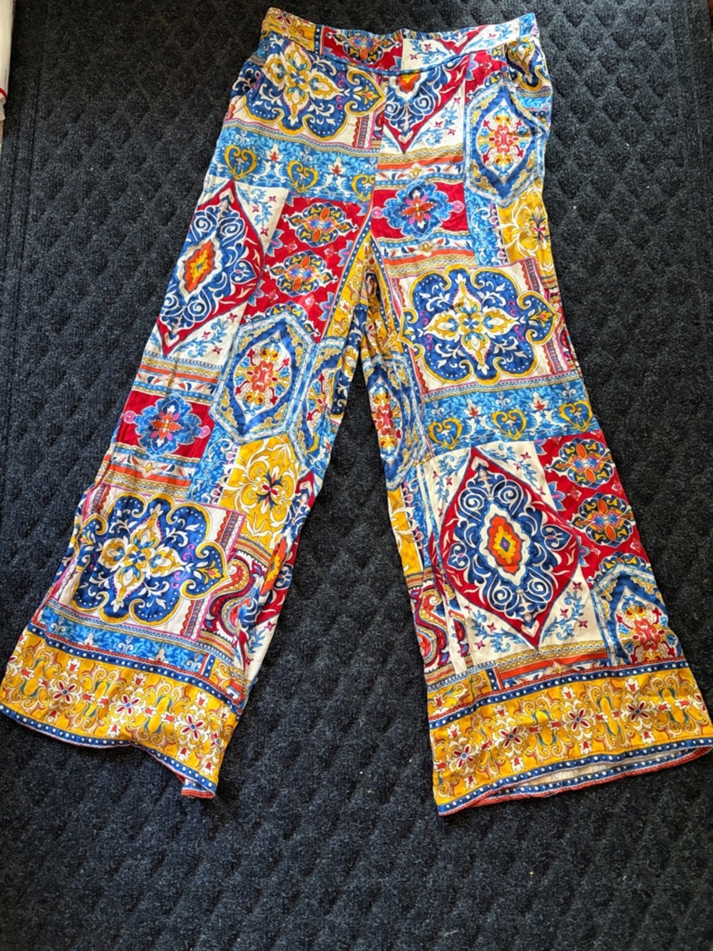 Haute Hippie Lightweight Tile Printed Wide-Leg Pants With Pockets Size Small - Picture 1 of 8